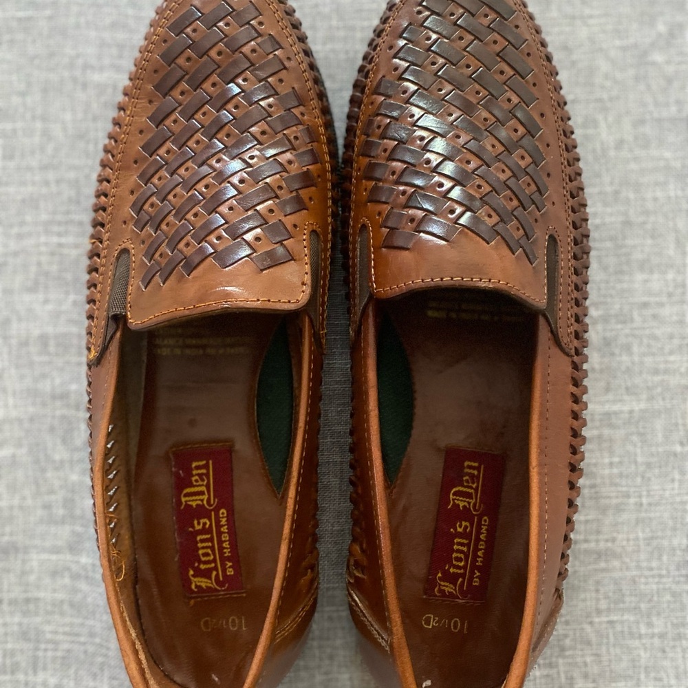 Lion’s Den Men’s Haband Tan and Brown Woven Loafers Sz 10.5